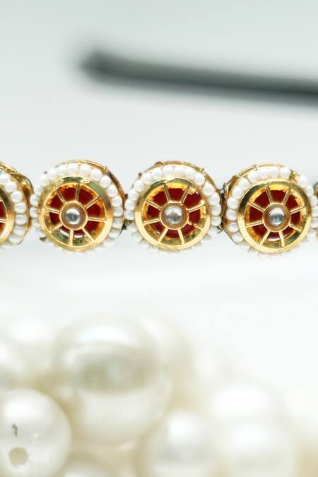 Foot Fuel Gold Beads, Stones Studded Round Broach Hairband Online at Aza Fashions Foot Fuel_Gold Beads, Stones Studded Round Broach Hairband _Online_at_Aza_Fashions