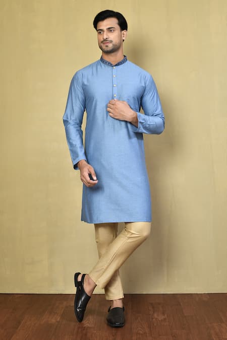 Arihant Rai Sinha Cotton Mandarin Collar Kurta Set 