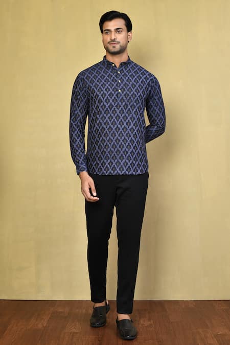 Arihant Rai Sinha Ikat Criss Cross Print Short Kurta 