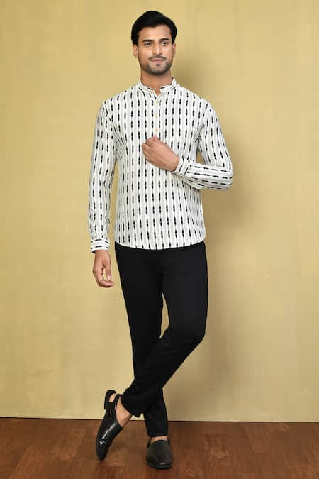 Arihant Rai Sinha Stripe Print Short Kurta 