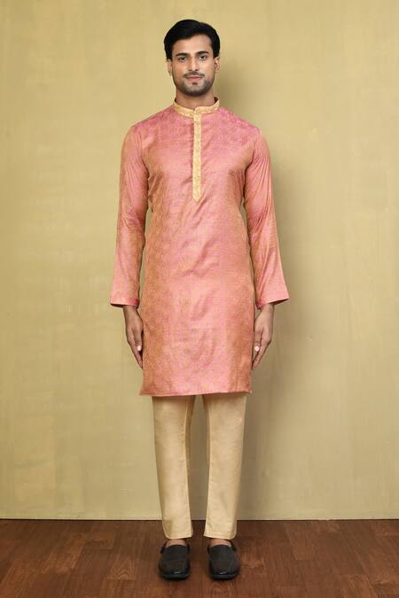 Buy Arihant Rai Sinha Pink Jacquard, Cotton Embroidery Floral Woven Kurta And Pyjama Set Online at Aza Fashions Buy_Arihant Rai Sinha_Pink Jacquard, Cotton Embroidery Floral Woven Kurta And Pyjama Set _Online_at_Aza_Fashions