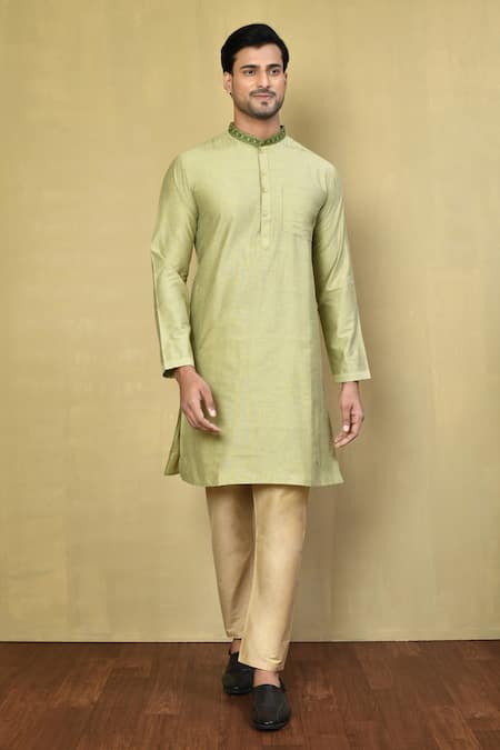 Arihant Rai Sinha Embroidered Collar Pastel Cotton Kurta Set 