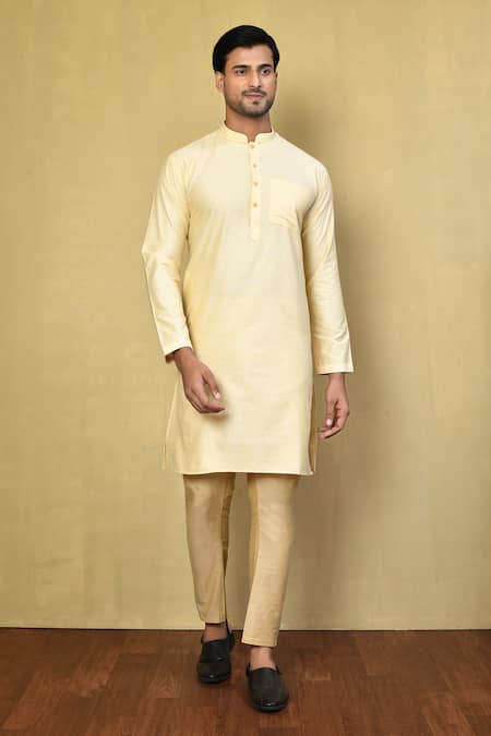 Arihant Rai Sinha Cream Cotton Plain A-line Kurta Set 