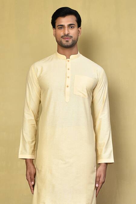 Buy_Arihant Rai Sinha_Cream Cotton Plain A-line Kurta Set _Online_at_Aza_Fashions