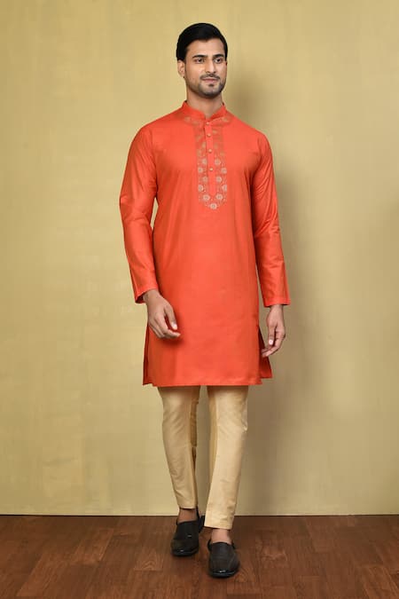 Arihant Rai Sinha Floral Brocade Work Placket Kurta Set 