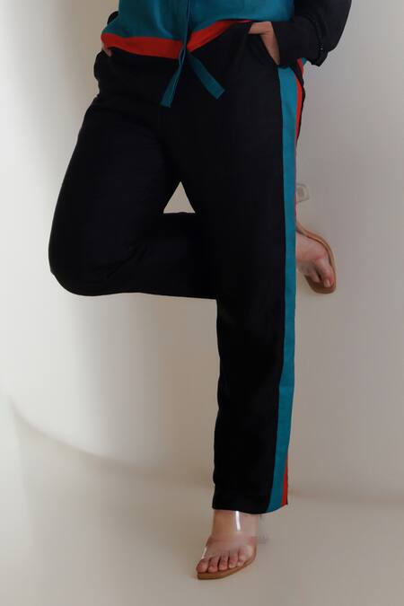 Kavya Singh Kundu Black Beads Ceres Handwoven Mulberry Silk Shirt With Trouser Online at Aza Fashions Kavya Singh Kundu_Black Beads Ceres Handwoven Mulberry Silk Shirt With Trouser _Online_at_Aza_Fashions