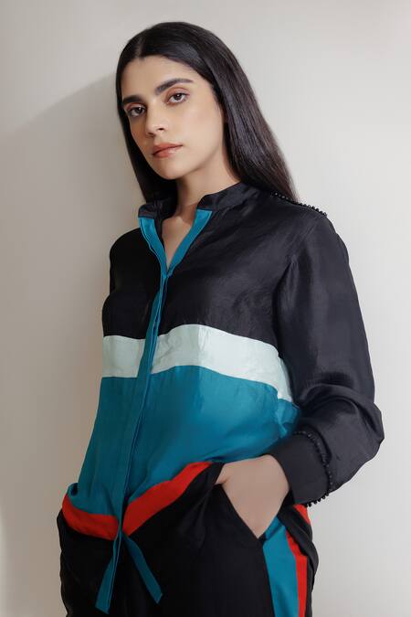 Kavya Singh Kundu Black Beads Ceres Handwoven Mulberry Silk Shirt With Trouser at Aza Fashions Kavya Singh Kundu_Black Beads Ceres Handwoven Mulberry Silk Shirt With Trouser _at_Aza_Fashions