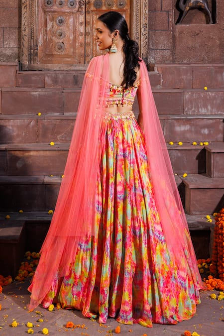 Elena Singh Multi Color Hand Embroidered Lehenga Set 