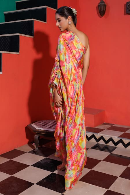 Elena Singh Leyla Printed Draped Dress 
