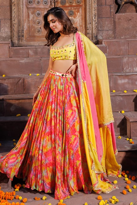 Elena Singh Maya Printed Crinkled Lehenga Set 