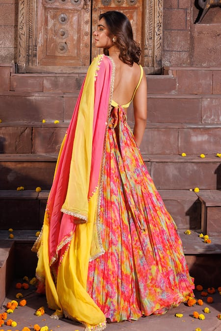 Elena Singh Maya Printed Crinkled Lehenga Set 