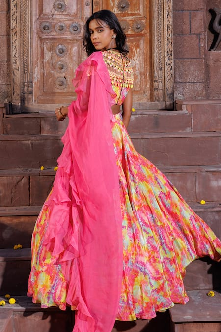 Elena Singh Multi Color Printed Lehenga Set With Dupatta 