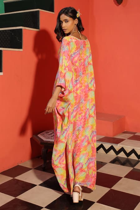 Elena Singh Sabah Abstract Print Kaftan 
