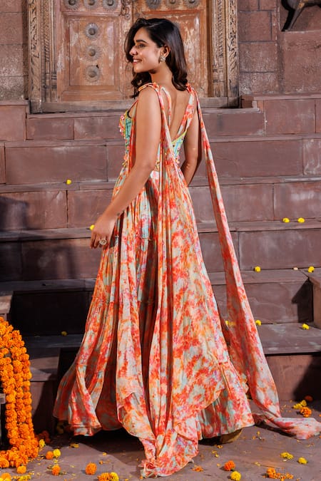 Elena Singh Zaina Tiered Lehenga With Draped Top 