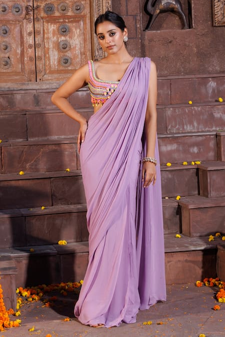 Pre- stitched saree - RUHR INDIA - 4073376