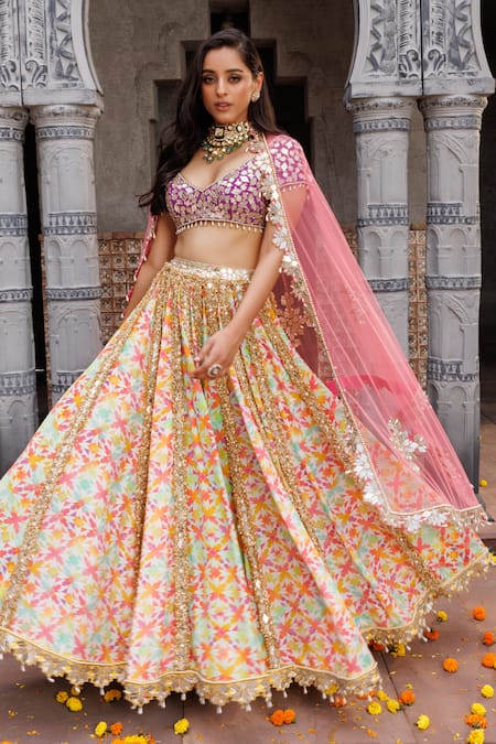 Elena Singh Fareeha Abstract Print Lehenga Set 