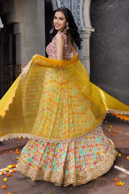 Elena Singh Sameeha Geometric Print Lehenga Set 
