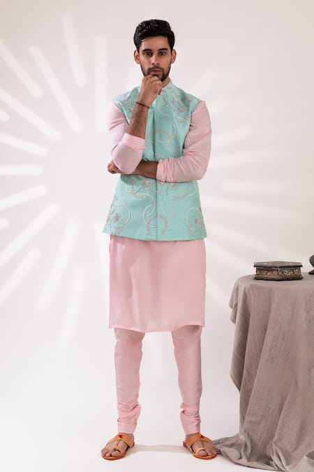 Tira by Naresh Raj Bloom Embroidered Bundi Kurta Set 