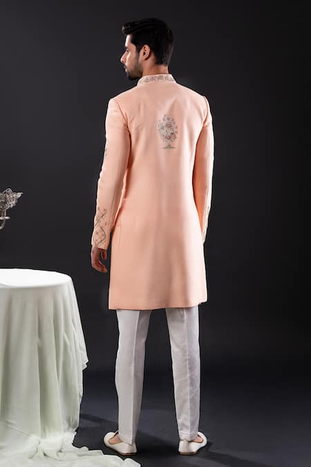 Tira By Naresh Raj Geometric Bloom Embroidered Sherwani Set 