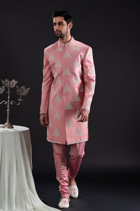 Tira By Naresh Raj Prism Pearl Butti Embroidered Sherwani Set 