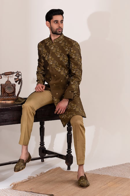 Tira By Naresh Raj Flora Vine Garden Embroidered Sherwani Set 