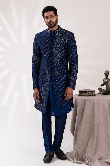 Tira By Naresh Raj Lotus Pond Embroidered Sherwani Set 