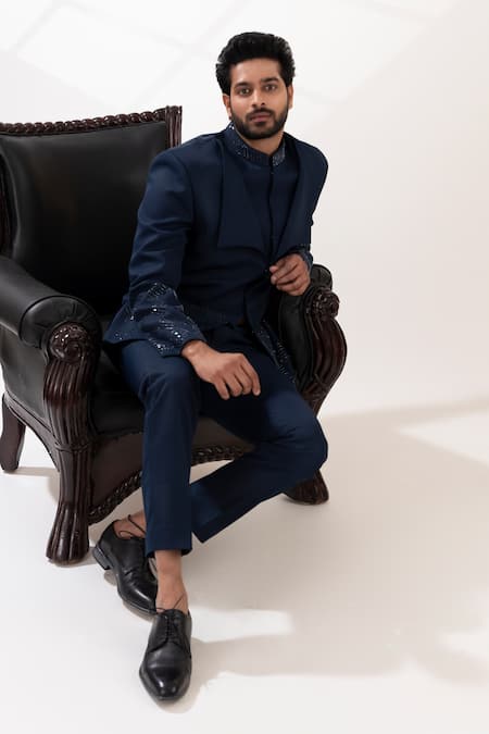 Tira By Naresh Raj Swirl Embroidered Bandhgala Set 