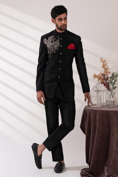 Tira By Naresh Raj Embroidered Motif Bandhgala & Pant Set 