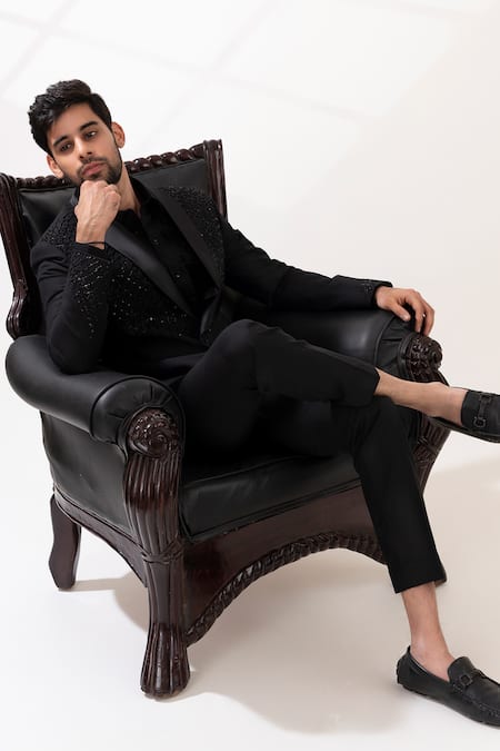 Tira By Naresh Raj Sequin Embroidered Tuxedo Pant Set 