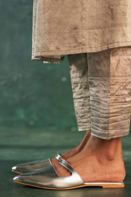 Charkhee Silver Silk, , Satin, Organza Embroidery Dori Placement Kurta Set at Aza Fashions Charkhee_Silver Silk, , Satin, Organza Embroidery Dori Placement Kurta Set_at_Aza_Fashions