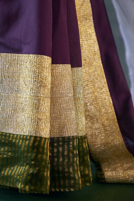 Buy_Charkhee_Purple Chanderi, Organza, Silk, Cotton Gota Patti, Work Saree With Blouse_Online_at_Aza_Fashions