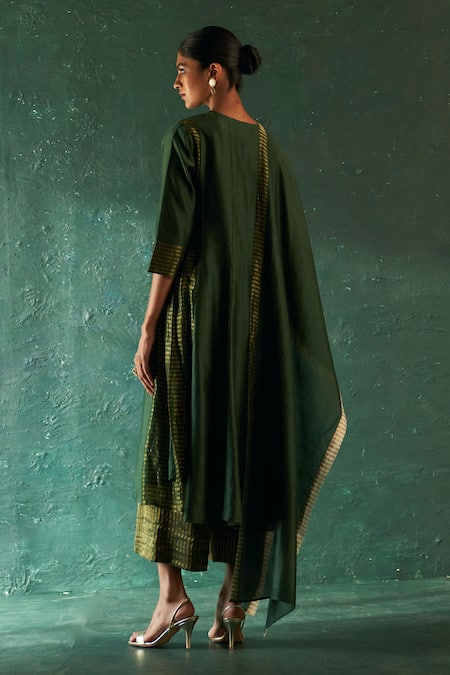 Charkhee Striped Paneled Anarkali Pant Set 