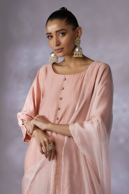 Buy Shreeka Pink Silk Organza Sequins, Embroidery Round Blossom Placement Kurta Pant Set Online at Aza Fashions Buy_Shreeka_Pink Silk Organza Sequins, Embroidery Round Blossom Placement Kurta Pant Set _Online_at_Aza_Fashions