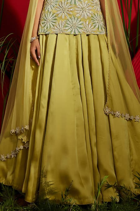 Buy Shreeka Green Georgette, Silk Satin, Organza, Net Crystals, Embroidery Kurta Skirt Set Online at Aza Fashions Buy_Shreeka_Green Georgette, Silk Satin, Organza, Net Crystals, Embroidery Kurta Skirt Set _Online_at_Aza_Fashions