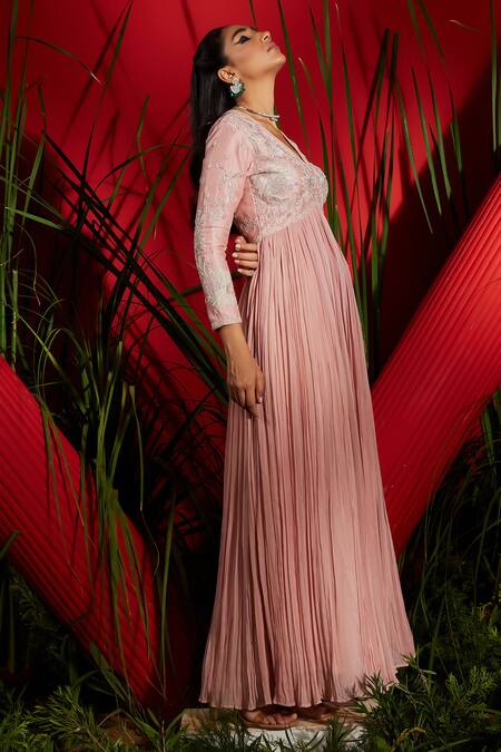 Shreeka Pink Net, Chanderi, Georgette, Lycra Pearls, Sequins, Anarkali Churidar Set Online at Aza Fashions Shreeka_Pink Net, Chanderi, Georgette, Lycra Pearls, Sequins, Anarkali Churidar Set _Online_at_Aza_Fashions
