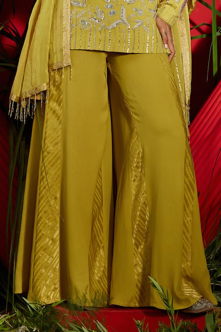 Shreeka Green Viscose, Georgette, Organza Sequins, Pearls, Embroidered Kurta Sharara Set Online at Aza Fashions Shreeka_Green Viscose, Georgette, Organza Sequins, Pearls, Embroidered Kurta Sharara Set _Online_at_Aza_Fashions