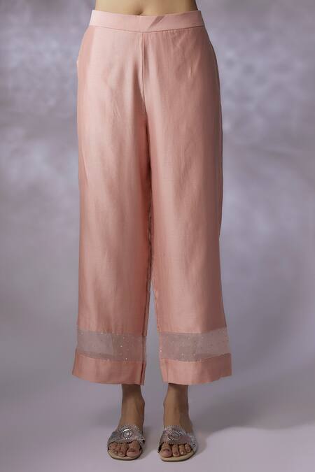 Shreeka Pink Silk Organza, Silk, Chanderi Pearls, Lotus Pond Kurta Palazzo Pant Set Online at Aza Fashions Shreeka_Pink Silk Organza, Silk, Chanderi Pearls, Lotus Pond Kurta Palazzo Pant Set _Online_at_Aza_Fashions