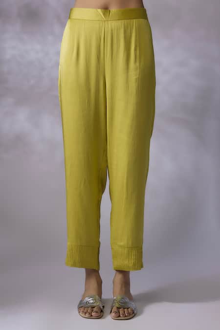 Shreeka_Green Silk Organza, Modal, Cotton Petunia Bloom Embroidered Jacket Pant Set _Online_at_Aza_Fashions