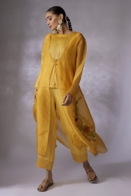 Shreeka Buttercup Bloom Embroidered Jacket Pant Set 