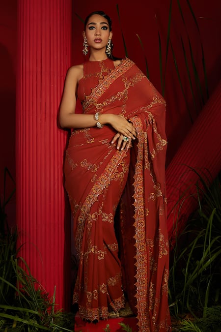 Shreeka Hand Screen Print Saree With Blouse 