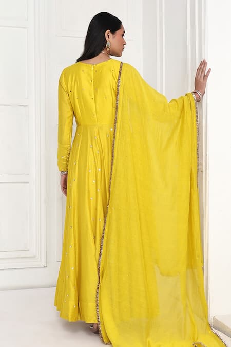 Komal Shah Floral Sequin Embroidered Anarkali With Dupatta 
