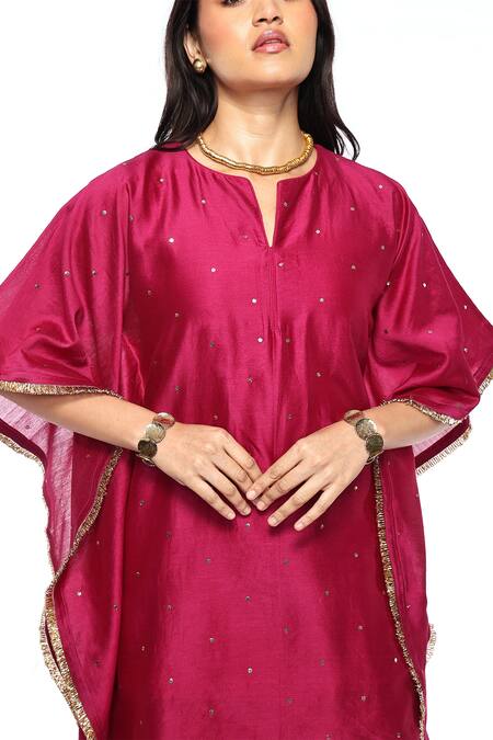 Buy Komal Shah Purple Chanderi Embroidery Round Neck Badla Work Kaftan And Gharara Set Online at Aza Fashions Buy_Komal Shah_Purple Chanderi Embroidery Round Neck Badla Work Kaftan And Gharara Set _Online_at_Aza_Fashions