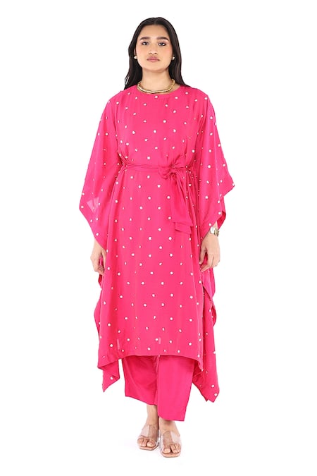 Komal Shah Floral Hand Embroidered Kaftan With Pant 