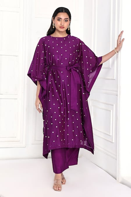 Komal Shah Flower Hand Embroidered Kaftan With Pant 