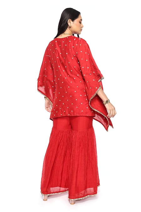 Komal Shah Chanderi Hand Embroidered Kaftan With Gharara 