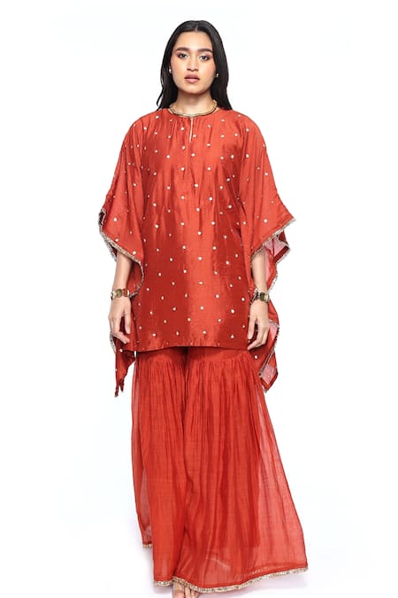 Komal Shah Flower Hand Embroidered Kaftan With Gharara 