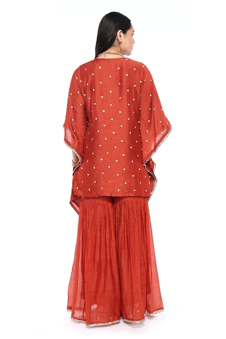 Komal Shah Flower Hand Embroidered Kaftan With Gharara 