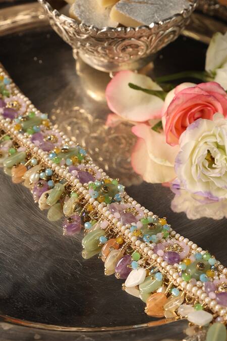 Lovetobag_Multi Color Embellished Amara Kundan And Stones Belt _Online_at_Aza_Fashions