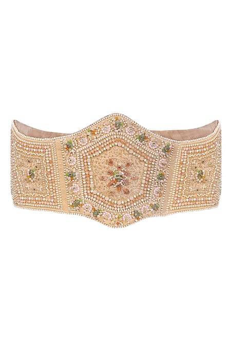 Lovetobag_Multi Color Embellished Amara Kundan Corset Belt _Online_at_Aza_Fashions