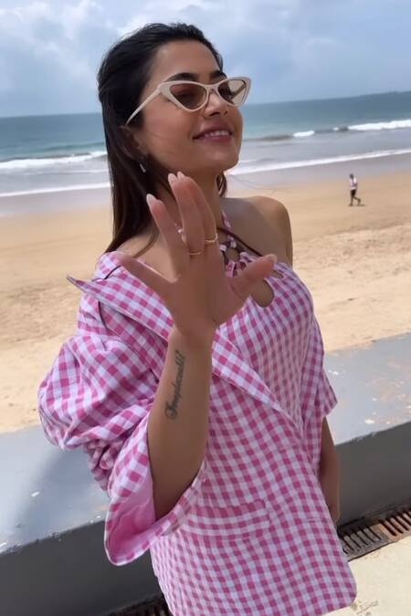 The Iaso_Pink  Lining Cambric Halter Neck Zale Dress _at_Aza_Fashions